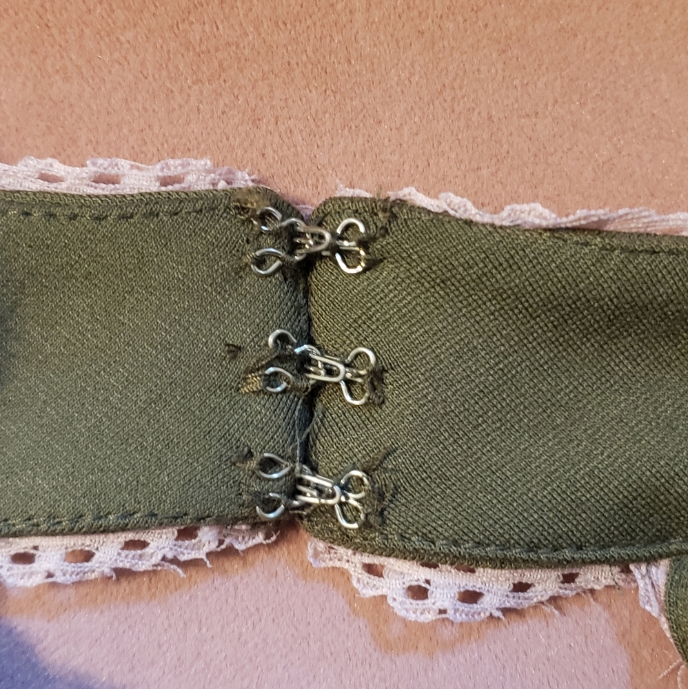 **NWT** Free People, Small Dress, Olive Green & Light Pink - Picture 6 of 7